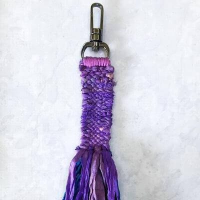 Macrame Woven Keychain With Ribbon by Darn Good Yarn