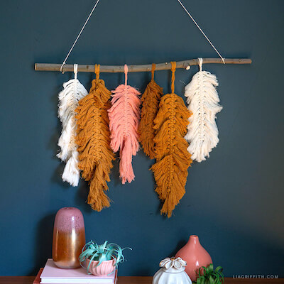 Macrame Feather Wall Decor by Lia Griffith