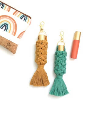 Macrame Roller Bottle Holder Keychain by Mod Momma Pattern Co