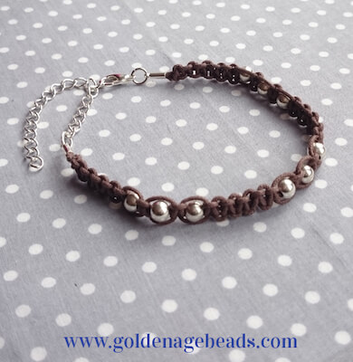 Men's Leather Cord Macrame Bracelet by Golden Age Beads