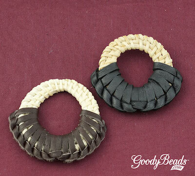 Straw And Leather Macrame Earrings by Goody Beads