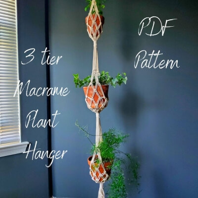 3 Tier Hanging Planter Macrame Pattern by OrangeDonkeyCrafts