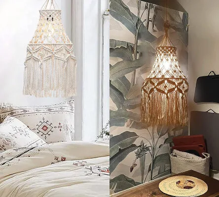 13 Macrame Lamp Shade Patterns and Ideas 8 Bohemian Handmade Macrame Shade Hanging Lamp
