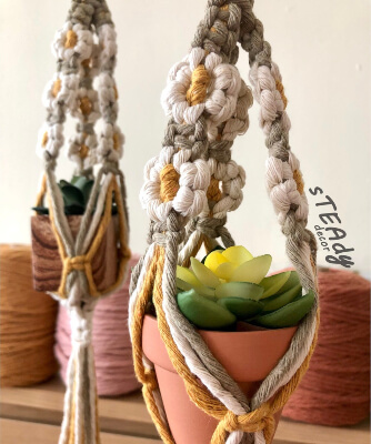 DIY Macrame Plant Hanger Flower Pattern by sTEAdydecor
