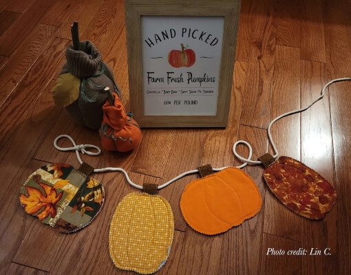 DIY Pumpkin Bunting Sewing Pattern by DebsDaysDesigns