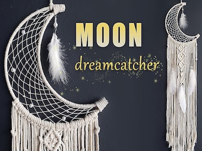 DIY Macrame Moon Dream catcher by The Craft Cat