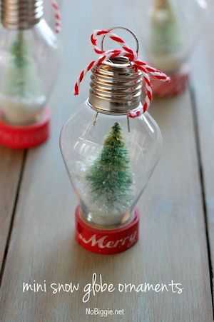 Mini Snow Globe DIY Light Bulb Ornament by No Biggie