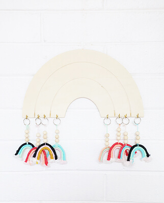 DIY Macrame Rainbow Keychain by A Bubbly Life