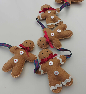 Gingerbread Man Christmas Fabric Bunting Design by Makeithappyshop