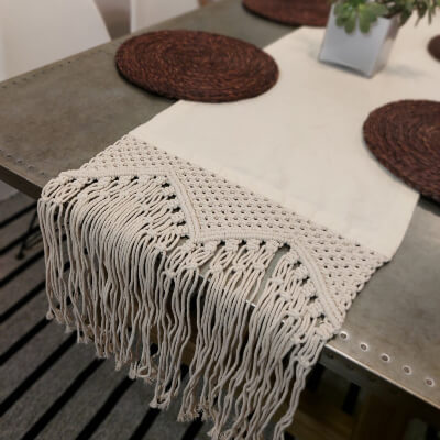 Handmade Cotton Macrame Table Runner by PrithviCrafts