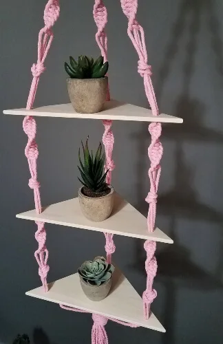 Hanging Macrame Corner Shelf from BohoChicMacrameCo