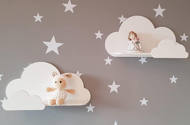 Happy Woody Cloud Wall Shelves for Nursery
