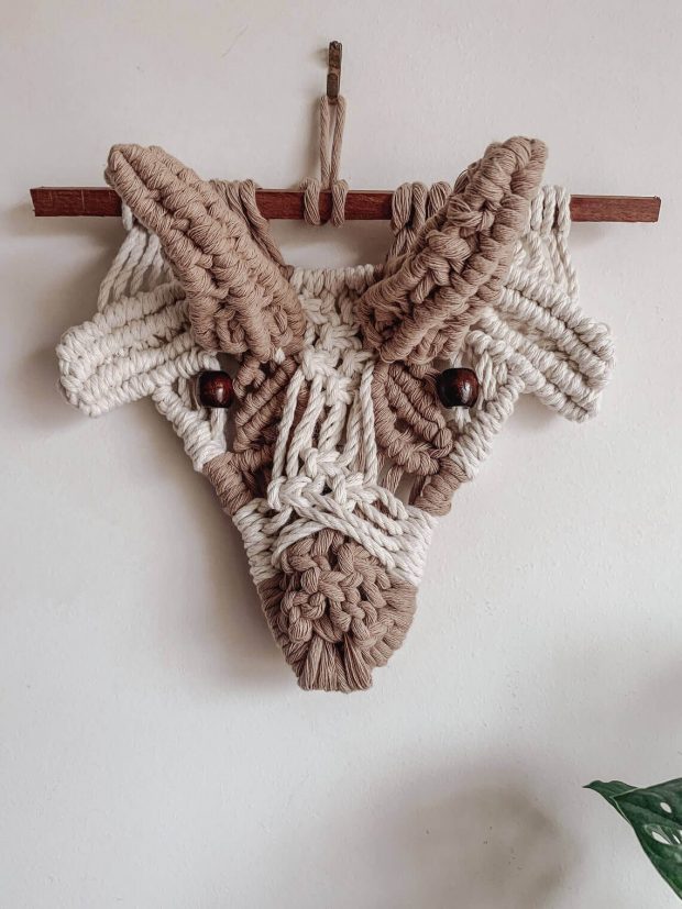 Kids Room Wall Hanging Macrame Goat Pattern by ThreadSagelyHome