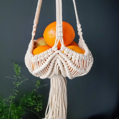 Macrame Hanging Fruit Basket for Beginners by OrangeDonkeyCrafts