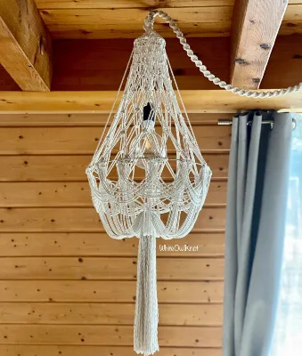 13 Macrame Lamp Shade Patterns and Ideas 6 Macrame Hanging Lamp Shade Pattern by WhiteOwlKnot