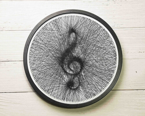 Music Note Wall Decor One Thread Art on Canvas from SimpleVibesStudio