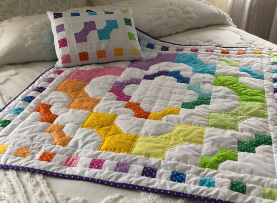 Rainbow Bows Baby Quilt and Pillow Pattern by Klee2Strings