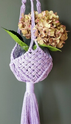 Small Macrame Purple Plant Hanger by OrangeDonkeyCrafts