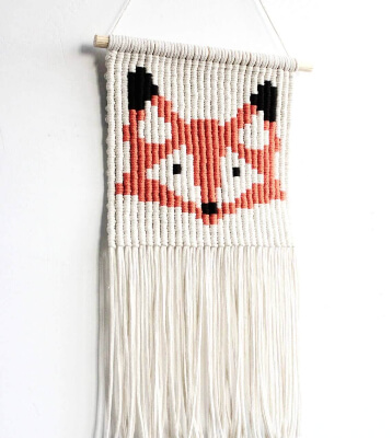 Wall Hanging Animal Macrame Fox Pattern by MacrameIsLove