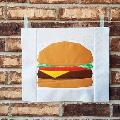 Cheeseburger Paper Pieced Quilt Pattern by Quilty Pie