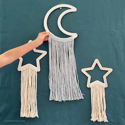 Chipboard Macrame Moon & Stars by Lia Griffith