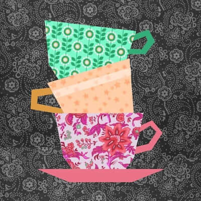 Cups Stacking Paper Piecing Pattern by Bubble Stitch