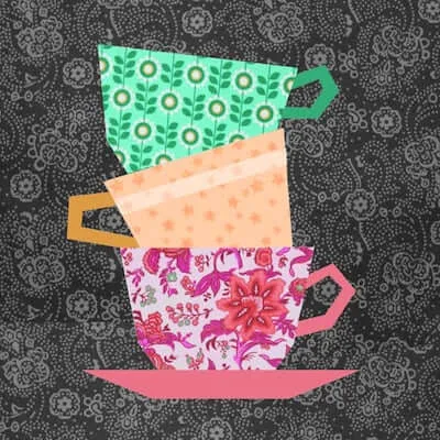 Cups Stacking Paper Piecing Pattern by Bubble Stitch