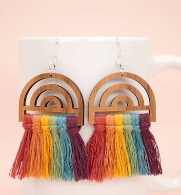 DIY Rainbow Macrame Earrings by Happiness Is Homemade