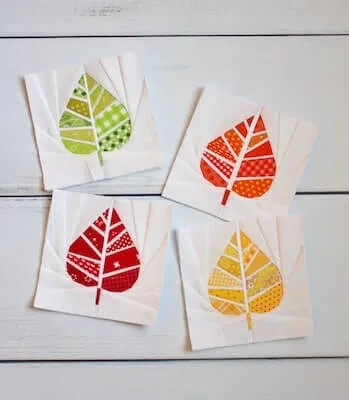 Geometric Leaf Paper Piecing Pattern by Center Street Quilts