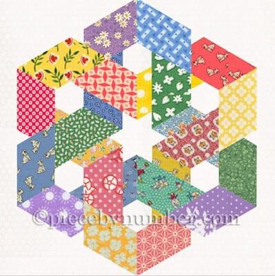 Hexagonia Paper Pieced Quilt Pattern by Piece By Number Quilts