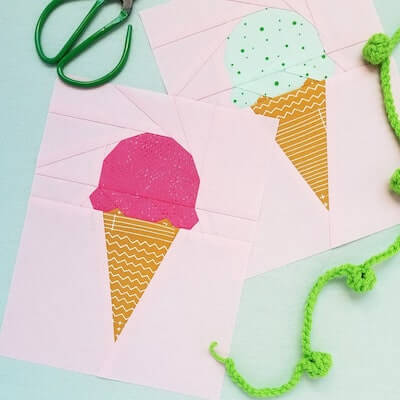 Ice Cream Scoop Paper Piecing Pattern by Quilty Pie
