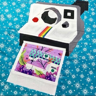 In A Snap Polaroid Camera Paper Pieced Quilt Block Pattern by Kitsch Empire Co