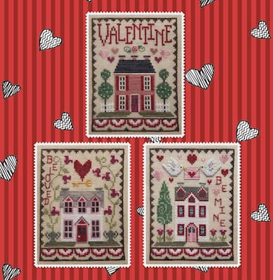 Valentine Houses Cross Stitch Pattern by Waxing Moon Designs