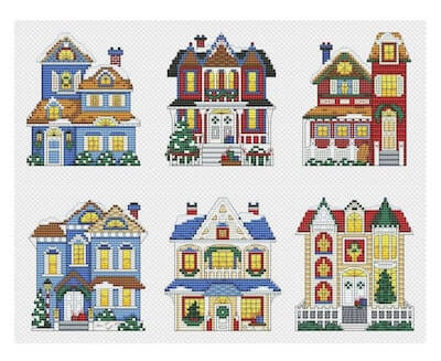 Victorian Houses Cross Stitch Pattern by Pretty Stitch Art