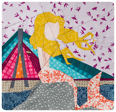 Warsaw Mermaid Paper Pieced Quilt Pattern by Jednoiglec