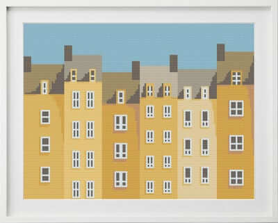 Yellow Row Houses Cross Stitch Pattern by Plum Water Designs
