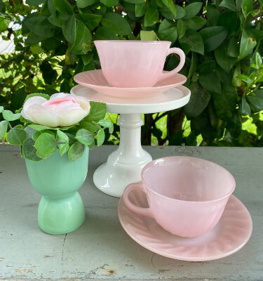 Fire King Rose-ite Swirl Tea Cup & Saucer by TwoSistersSouth