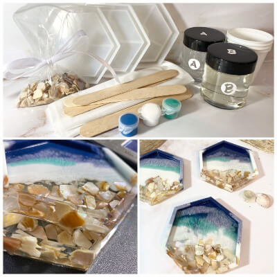 Beach Coasters Craft Kit Gift DIY Resin from DoItYoCrafts