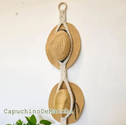 Boater Macrame Hat Holder by CapuchinoDeMatcha