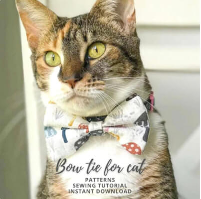 Cat Bow Tie Pattern by LittleandCosy