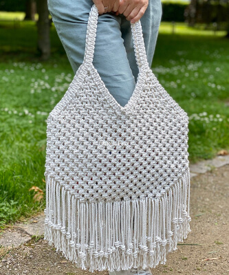 DIY Macrame Tote Bag Pattern by WhiteOwlKnot