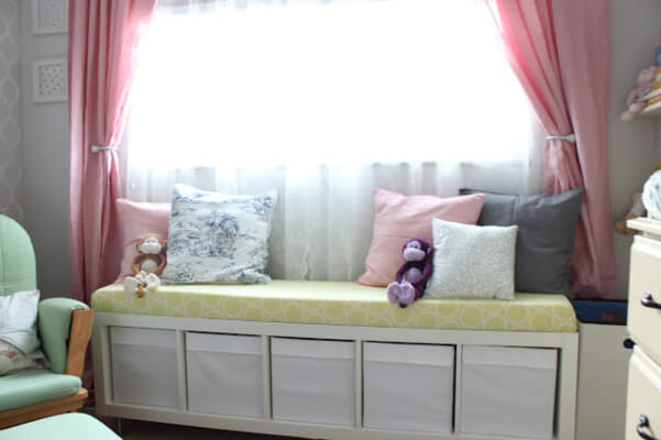 DIY Window Storage Bench from a Bookcase Tutorial from Mommy Vignettes