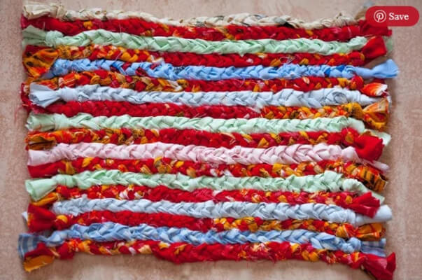 A Braided Rag Rug with Colorful Fabrics Stock Photo - Image of