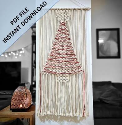 Beginner DIY Macrame Christmas Tree Pattern by ButOneString