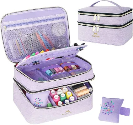 Double-Layer Sewing Basket Organizer Storage Bag