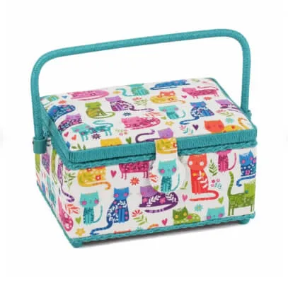 HobbyGift Grey Wicker Sewing Basket Organizer