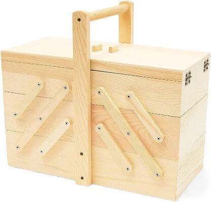 Juvale Wooden Sewing Box with 3 Tier Drawers