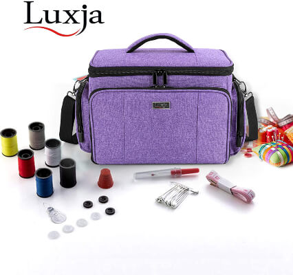 Luxja High Capacity Sewing Box Organizer with Shoulder Strap