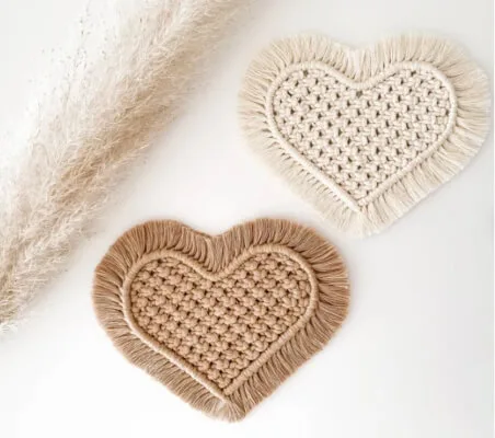 21 Macrame Heart Patterns 3 Macrame Heart Coaster Pattern by Macrameto