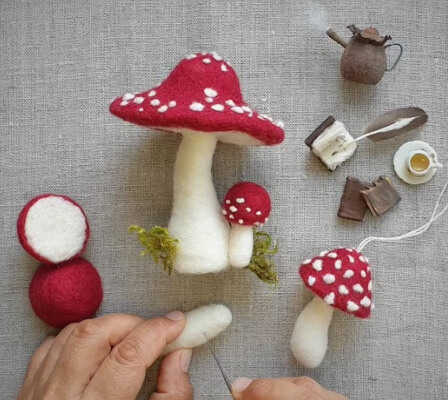 Mushroom Needle Felt DIY Kit from ZuzuAndMe